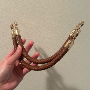 NWT 2Pcs PU Leather Shoulder Strap,Braided Leather Replacement Purse Straps Brow